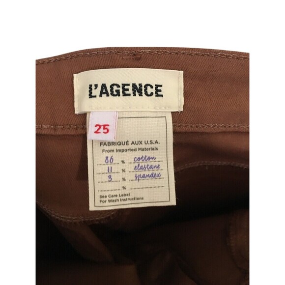 L'Agence Jeans Women's Size 25 Chestnut Brown Margot Cotton Blend Coated - Picture 5 of 6